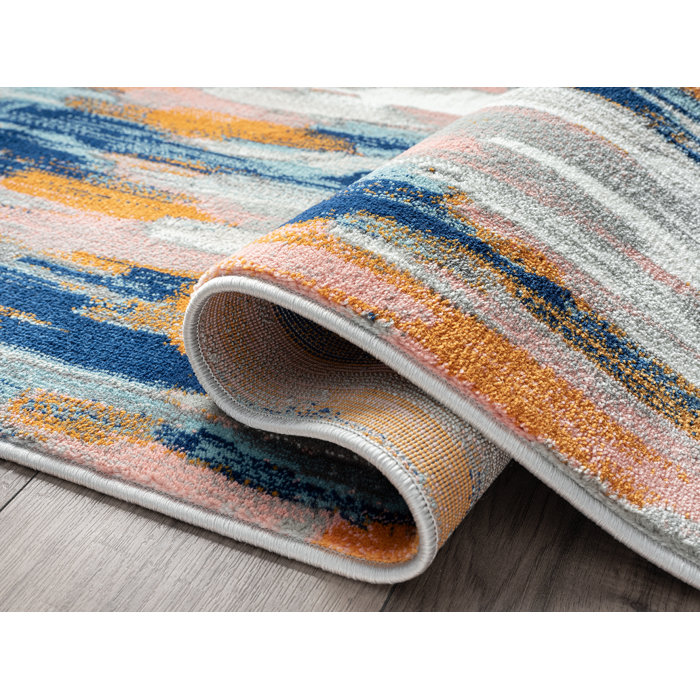 Wrought Studio Seldovia Abstract Orange/Blue Area Rug & Reviews